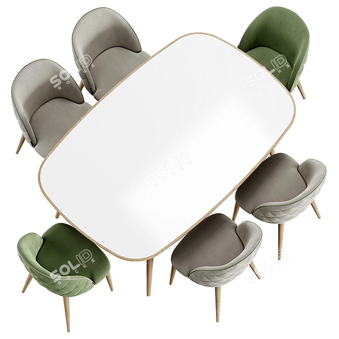 Modern HER 042 G Chair & Table 3D model image 5