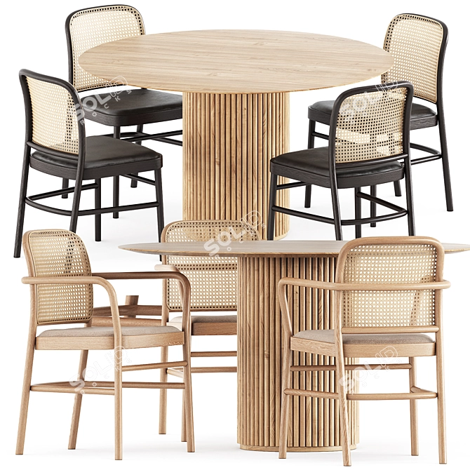 Timeless Bent Chairs and Royal Table 3D model image 1