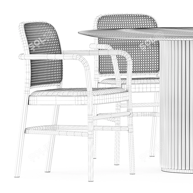 Timeless Bent Chairs and Royal Table 3D model image 5