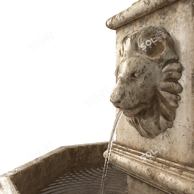 Elegant Lion Fountain Sculpture 3D model image 2