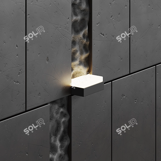 Modern Stone and Metal Wall Panel 3D model image 3