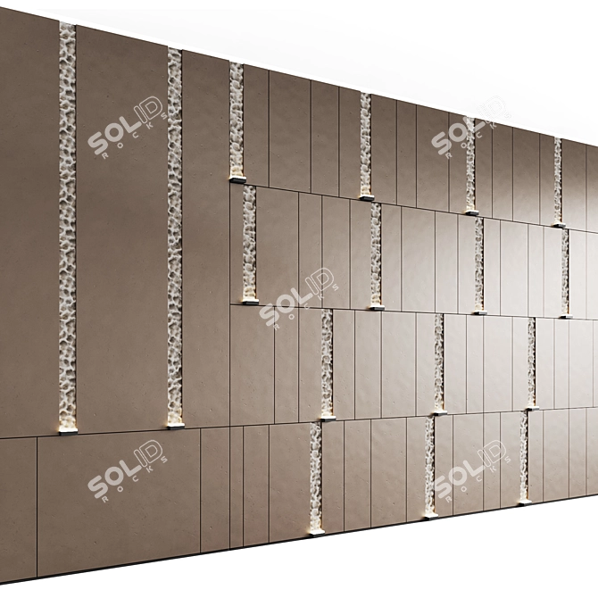 Modern Stone and Metal Wall Panel 3D model image 4