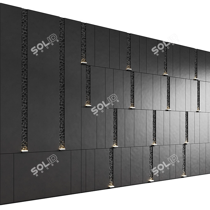 Modern Stone and Metal Wall Panel 3D model image 5