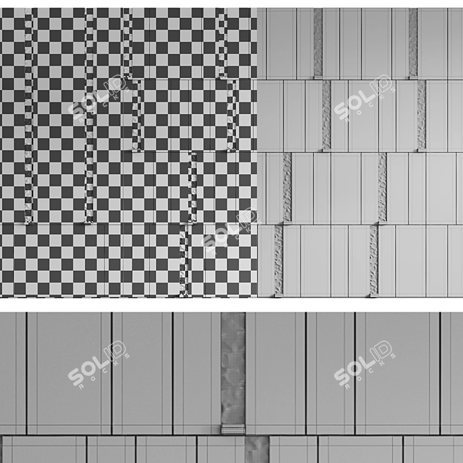 Modern Stone and Metal Wall Panel 3D model image 6