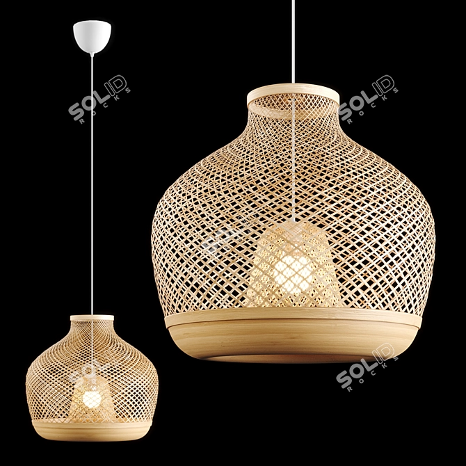 Handcrafted Bamboo Pendant Lamp 3D model image 1