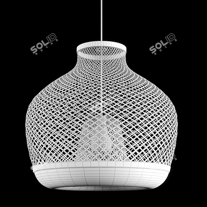 Handcrafted Bamboo Pendant Lamp 3D model image 2