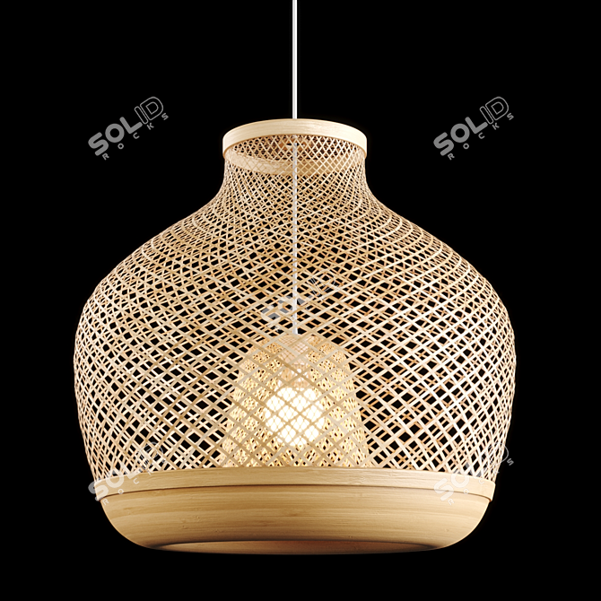 Handcrafted Bamboo Pendant Lamp 3D model image 3