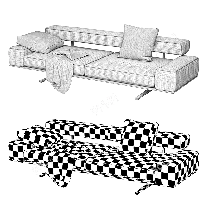 Flexform Wing 2-Seater Sofa 3D model image 5