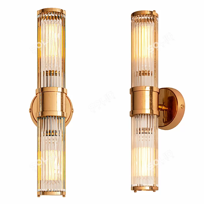 Modern Double Wall Lamp Fixture 3D model image 1