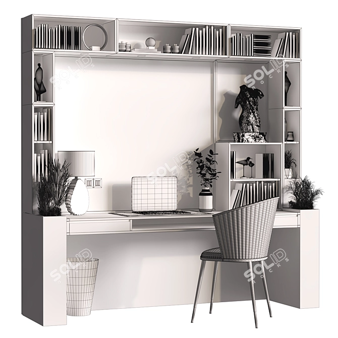 Modern Home Office Work Desk 3D model image 7