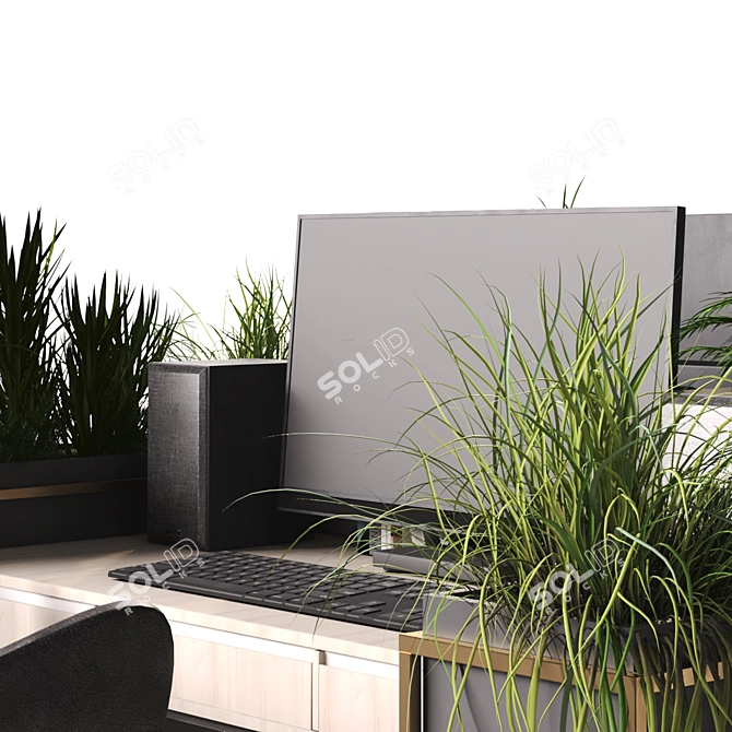 Modern Desk and Decor Set 3D model image 4