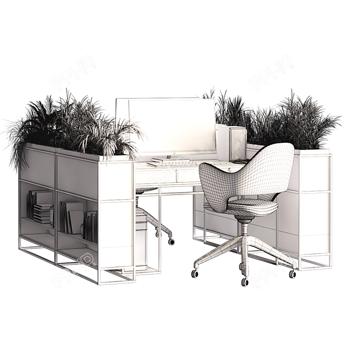 Modern Desk and Decor Set 3D model image 5