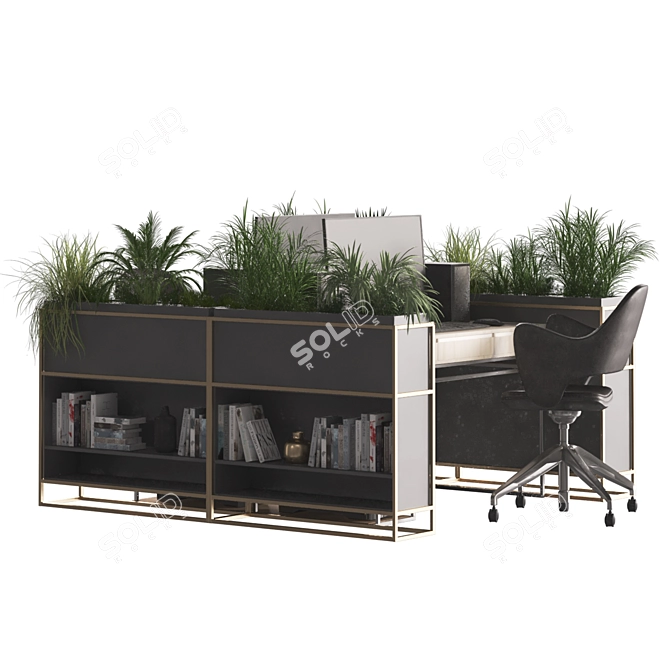 Modern Desk and Decor Set 3D model image 8