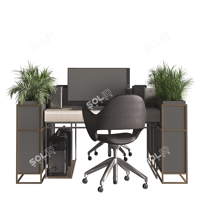 Modern Desk and Decor Set 3D model image 11