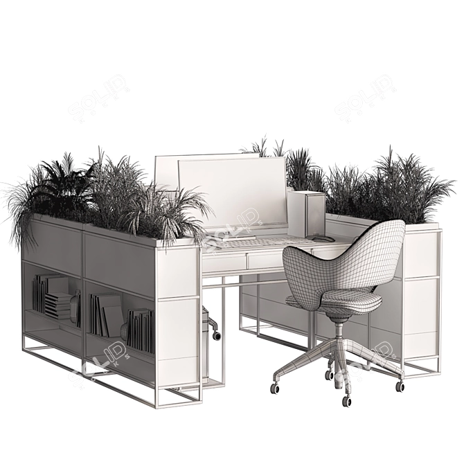 Modern Desk and Decor Set 3D model image 12