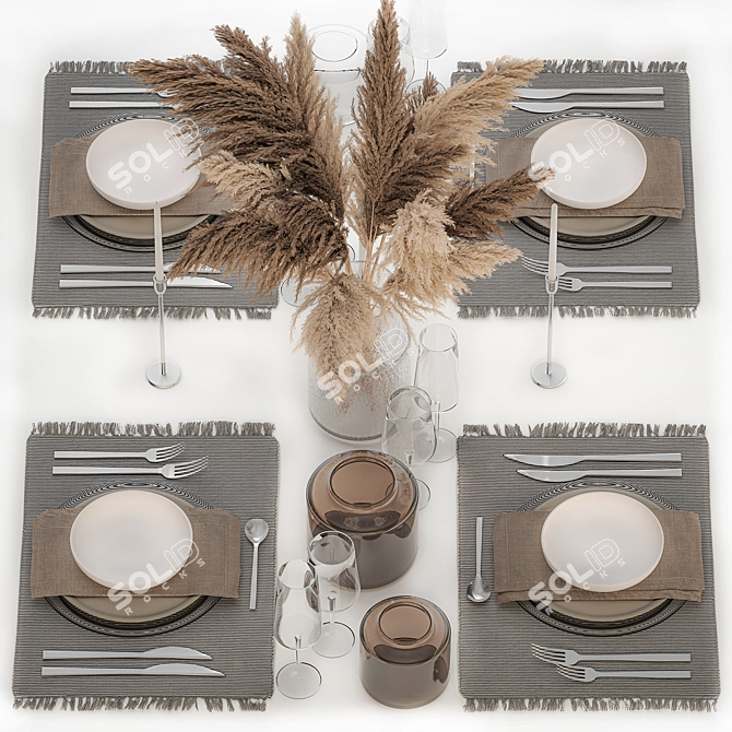 Eco Style Table Setting Decor 3D model image 1