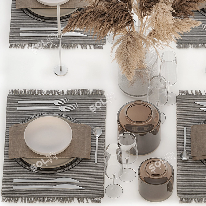 Eco Style Table Setting Decor 3D model image 3