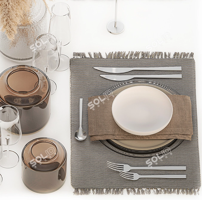 Eco Style Table Setting Decor 3D model image 5