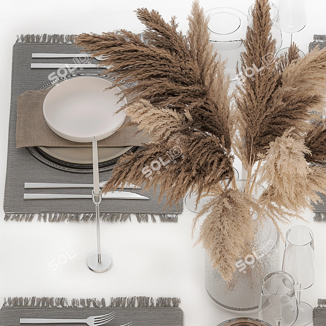 Eco Style Table Setting Decor 3D model image 6