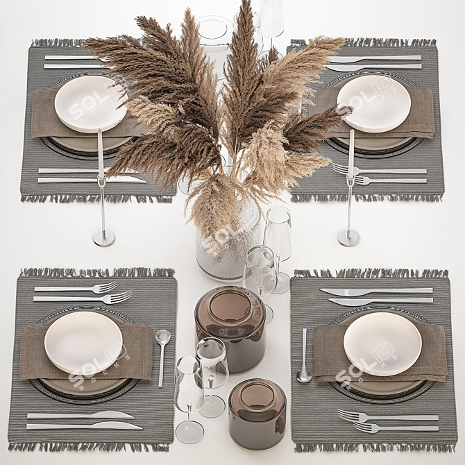 Eco Style Table Setting Decor 3D model image 8