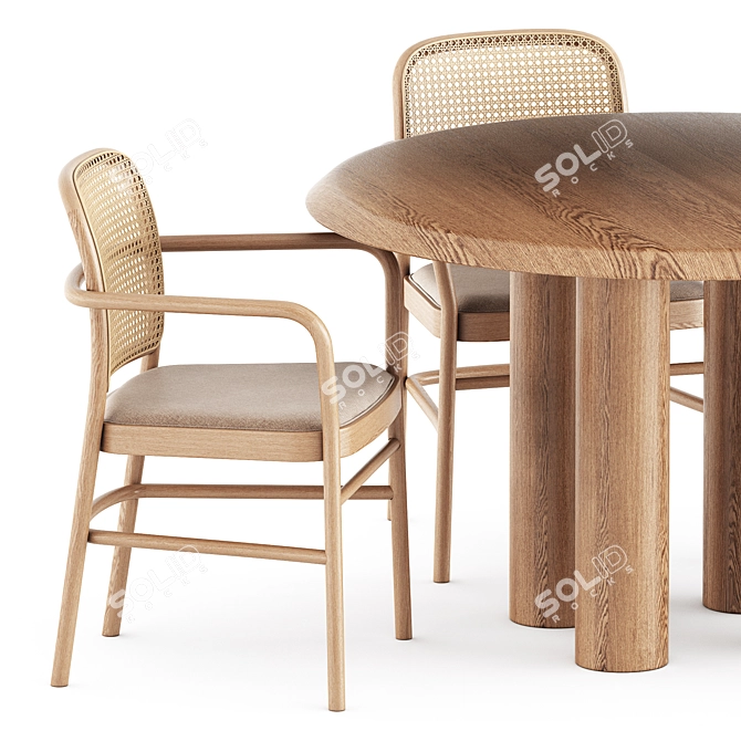 Modern Bent Chairs & Islets Table 3D model image 3