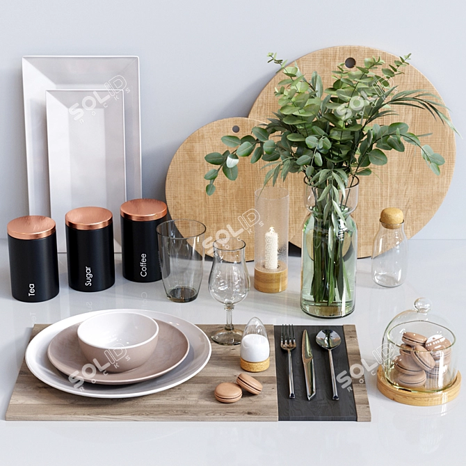 Sleek Kitchen Essentials Set 3D model image 1