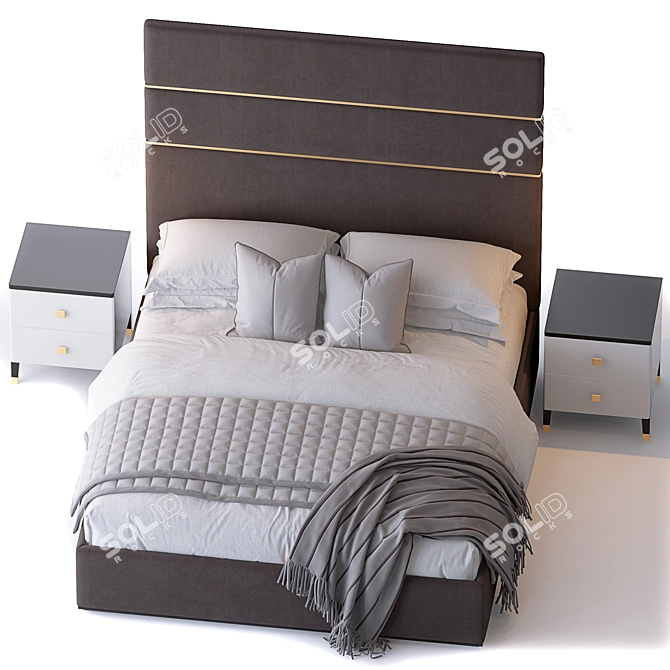 Stockholm Headboard and Bedside Table 3D model image 2