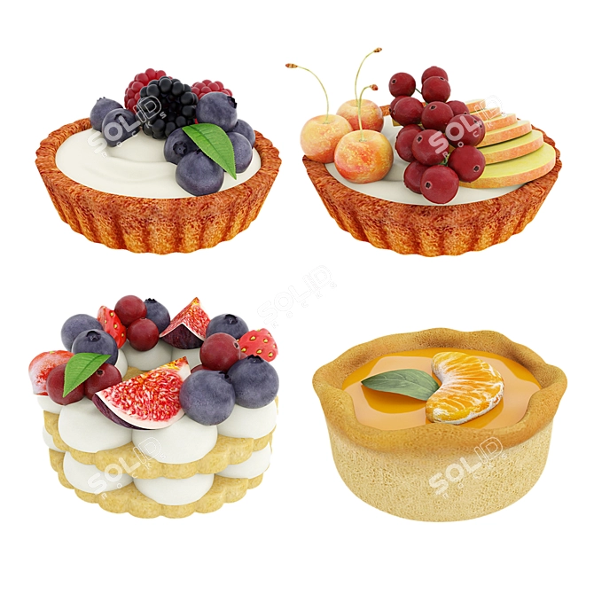  Berry Mini Cake Assortment 3D model image 2