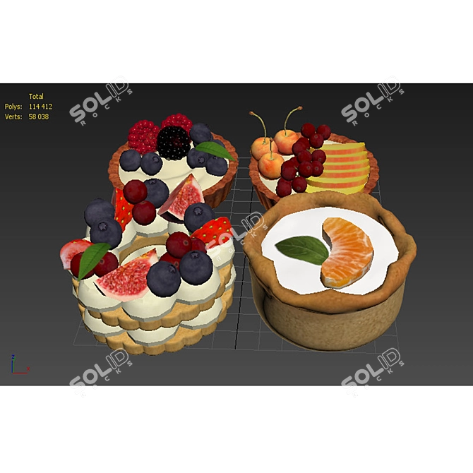  Berry Mini Cake Assortment 3D model image 1