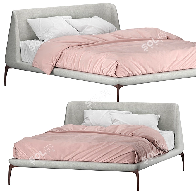 Velvet Bed 3D Model Kit 3D model image 1