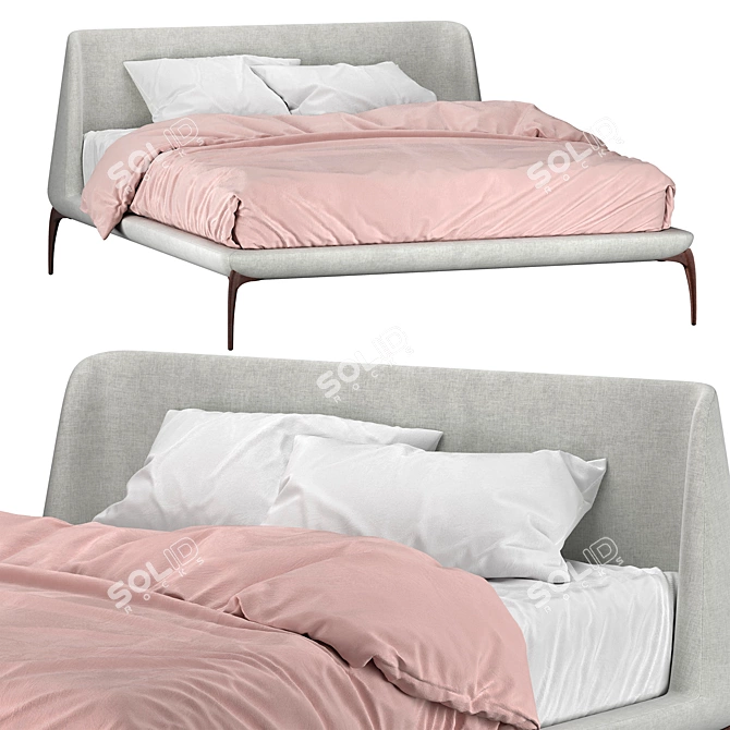 Velvet Bed 3D Model Kit 3D model image 2