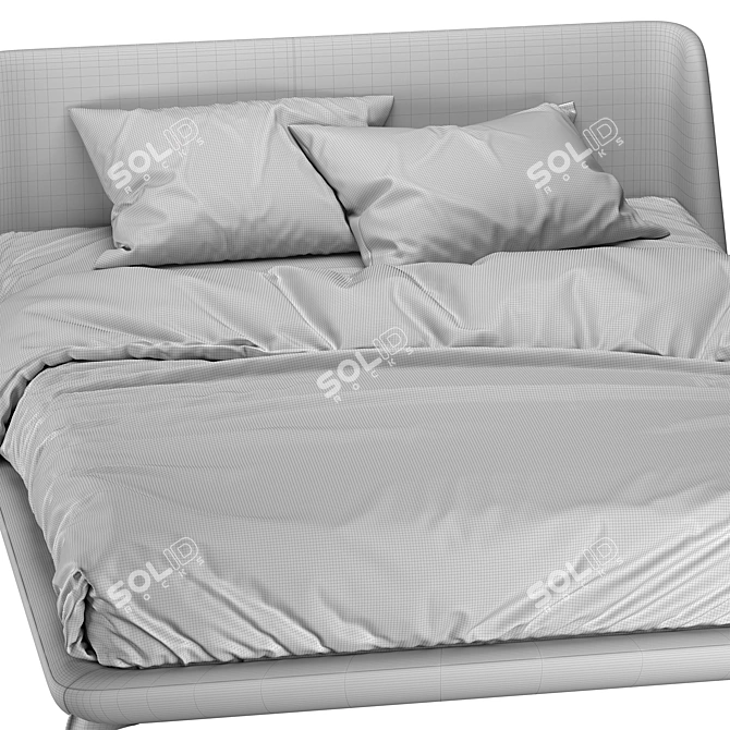 Velvet Bed 3D Model Kit 3D model image 4