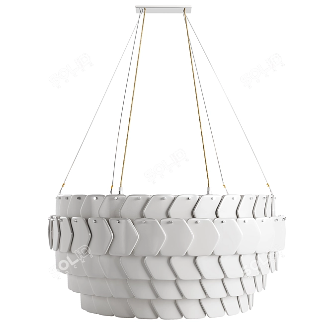 Elegant Bone China Pendant Lamp 3D model image 1