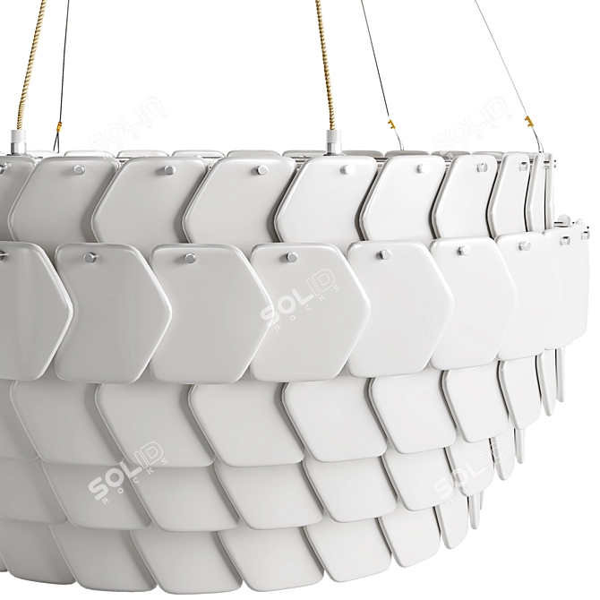 Elegant Bone China Pendant Lamp 3D model image 2