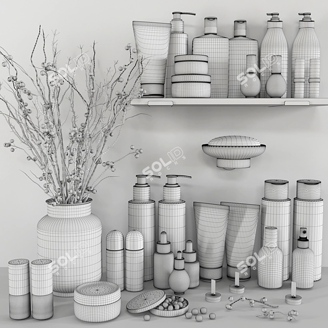 Bath Bliss Set: Flowers, Candle, Nivea 3D model image 4