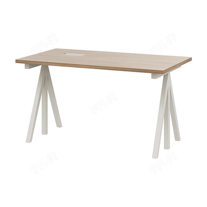 Adjustable Height Wooden Desk - STRING WORKS 3D model image 1