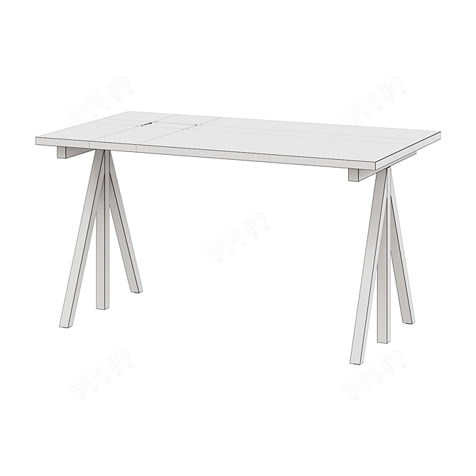 Adjustable Height Wooden Desk - STRING WORKS 3D model image 2