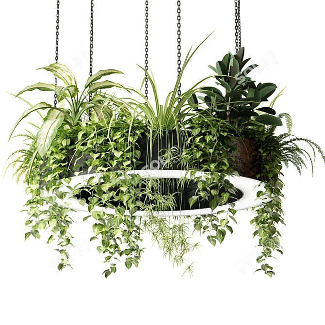 Ring Planter Lamp with Plants 3D model image 1