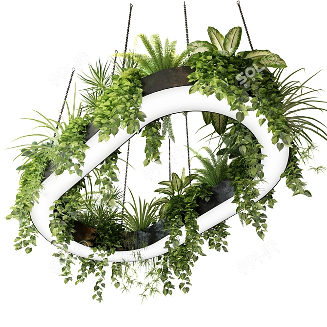 Ring Planter Light with Plants 3D model image 2