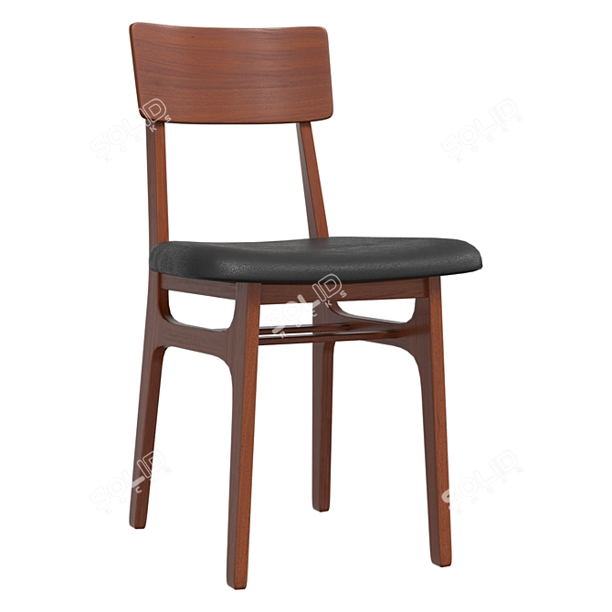 Vintage Walnut Dining Chair Set 3D model image 1