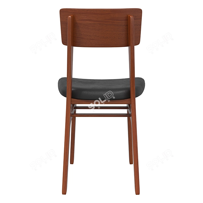 Vintage Walnut Dining Chair Set 3D model image 2