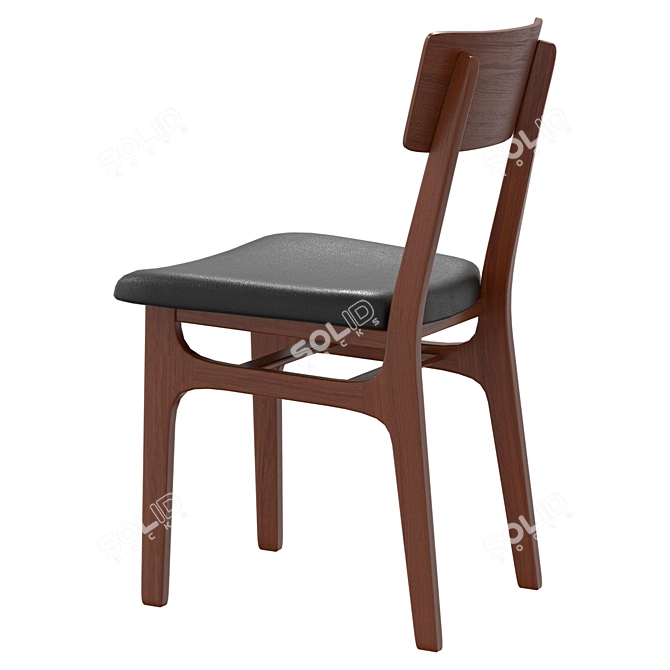 Vintage Walnut Dining Chair Set 3D model image 3