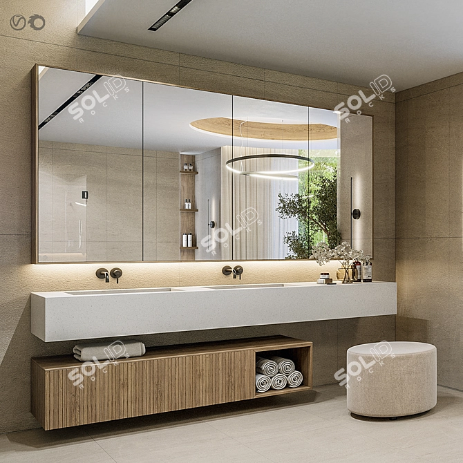 Modern Bathroom Furniture Set 33 3D model image 2