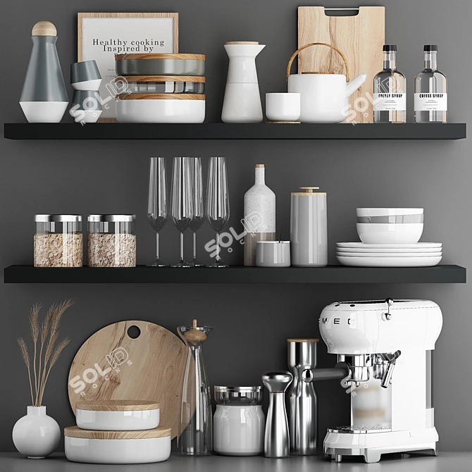 Modern Kitchen Accessories Set 3D 3D model image 1