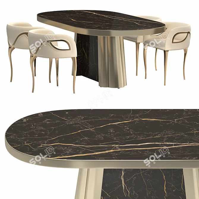 Elegant KOKET Dining Set 3D model image 1