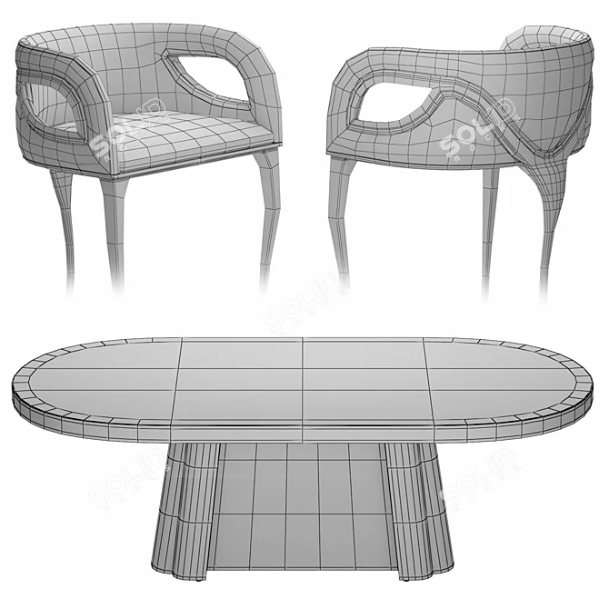 Elegant KOKET Dining Set 3D model image 6