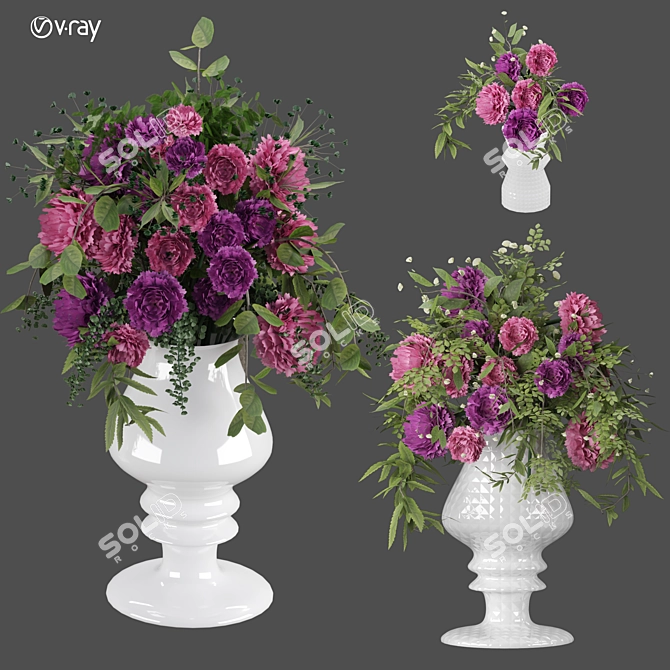 Elegant Floral Model 3D Kit 3D model image 1