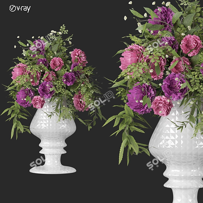 Elegant Floral Model 3D Kit 3D model image 4