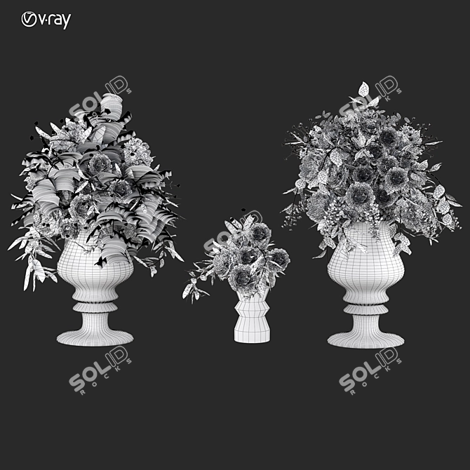 Elegant Floral Model 3D Kit 3D model image 7