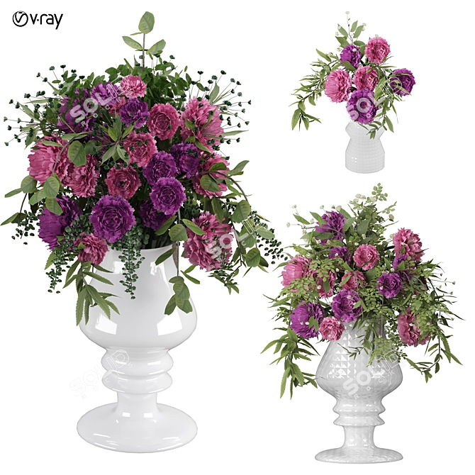 Elegant Floral Model 3D Kit 3D model image 8